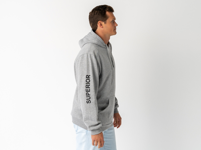 Superior Unisex Hoodie Grey Marle with Sleeve Logo (Each) - SUP-HOODIE-LOGO-U-GREY-XXX
